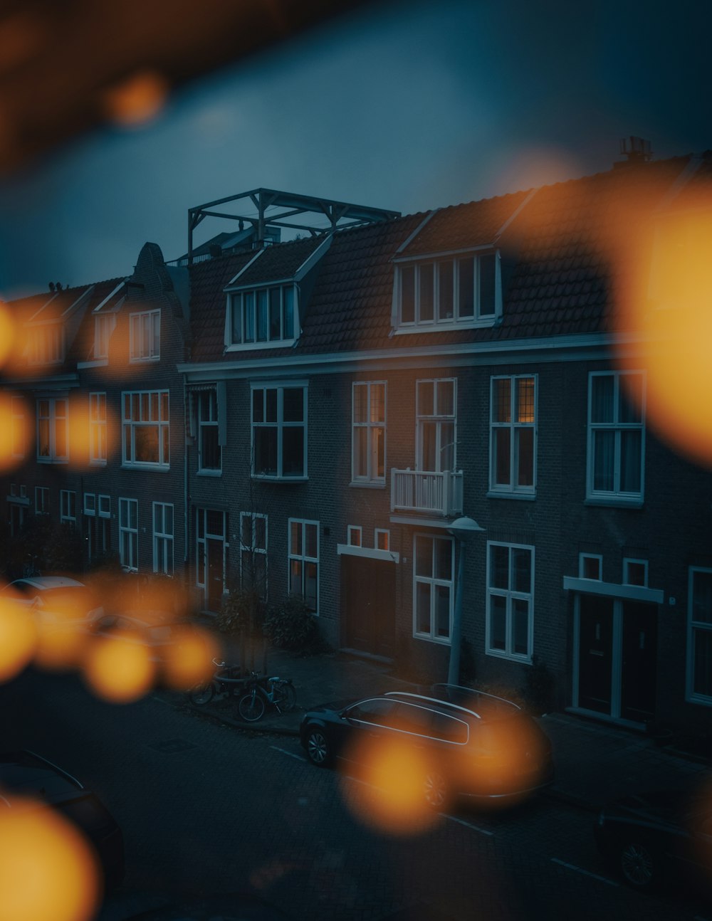 a view of a building through a window