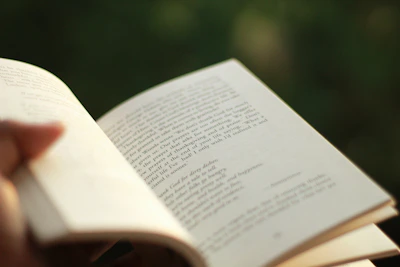 Close-up of hands holding the book with a soft golden background.