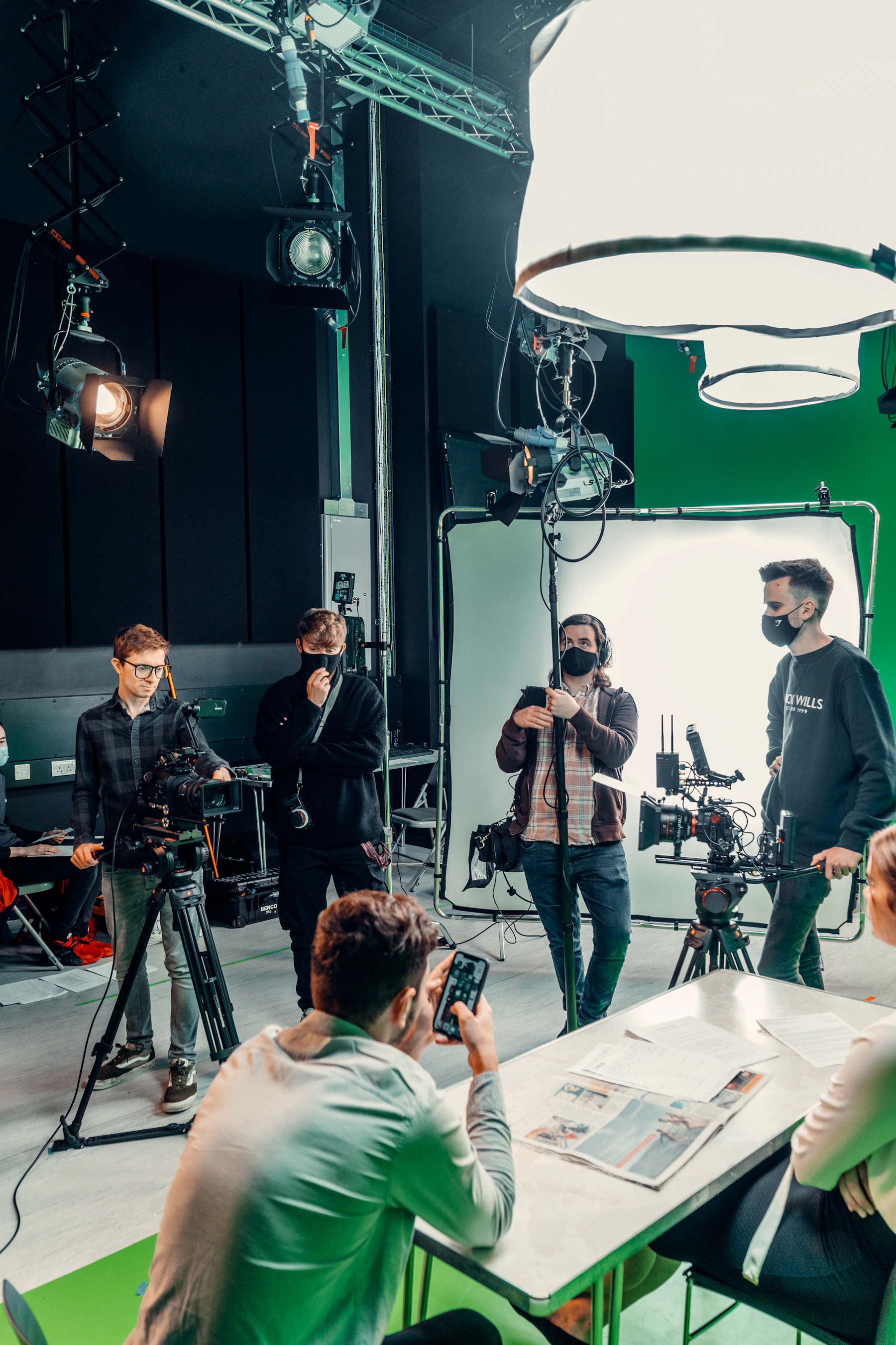 Creative team working together in a production studio