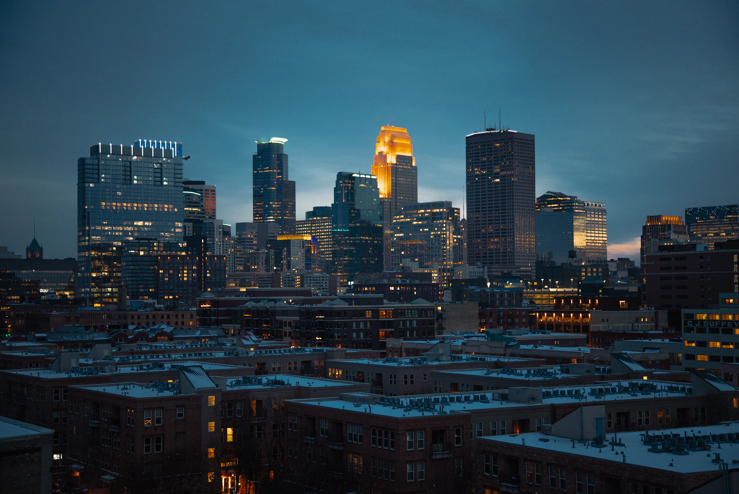 Minneapolis skyline at blue hour