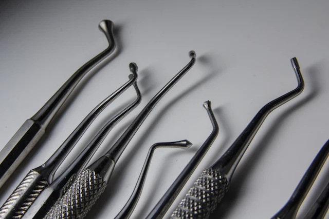 Dental tools set out on a treatment table