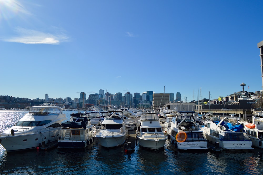 a bunch of boats that are sitting in the water