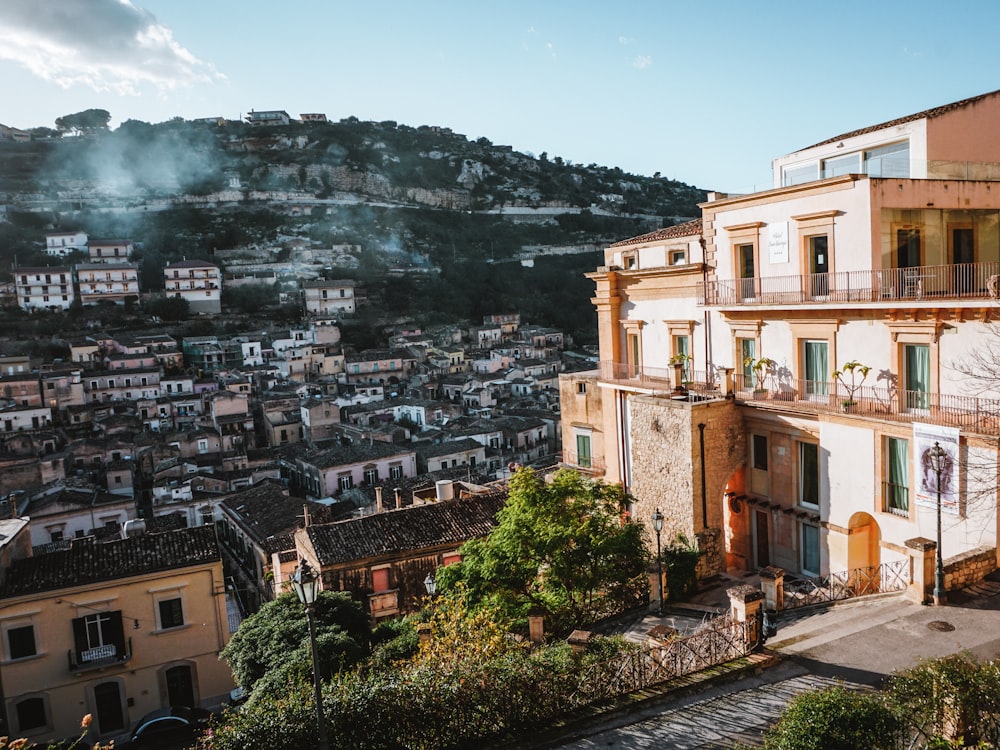 a view of a city from a hill