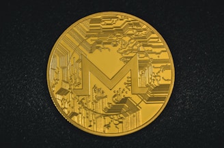 a close up of a gold coin