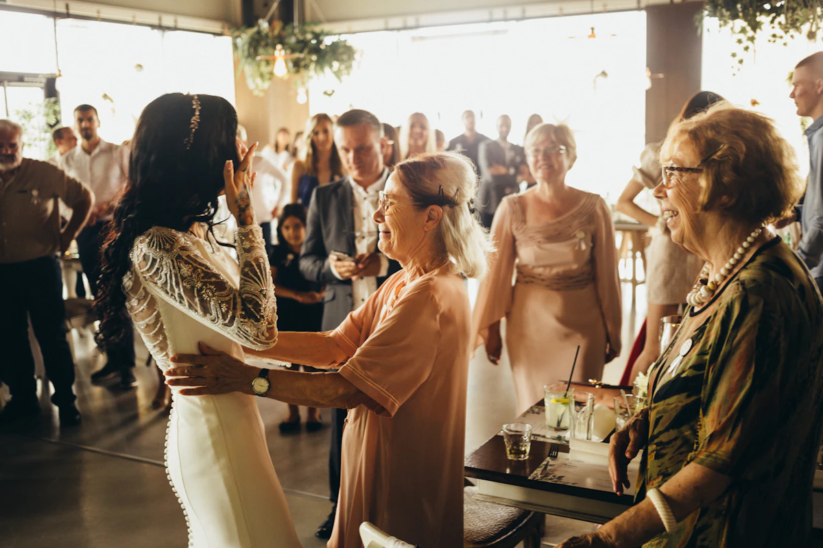 A wedding ceremony with guests