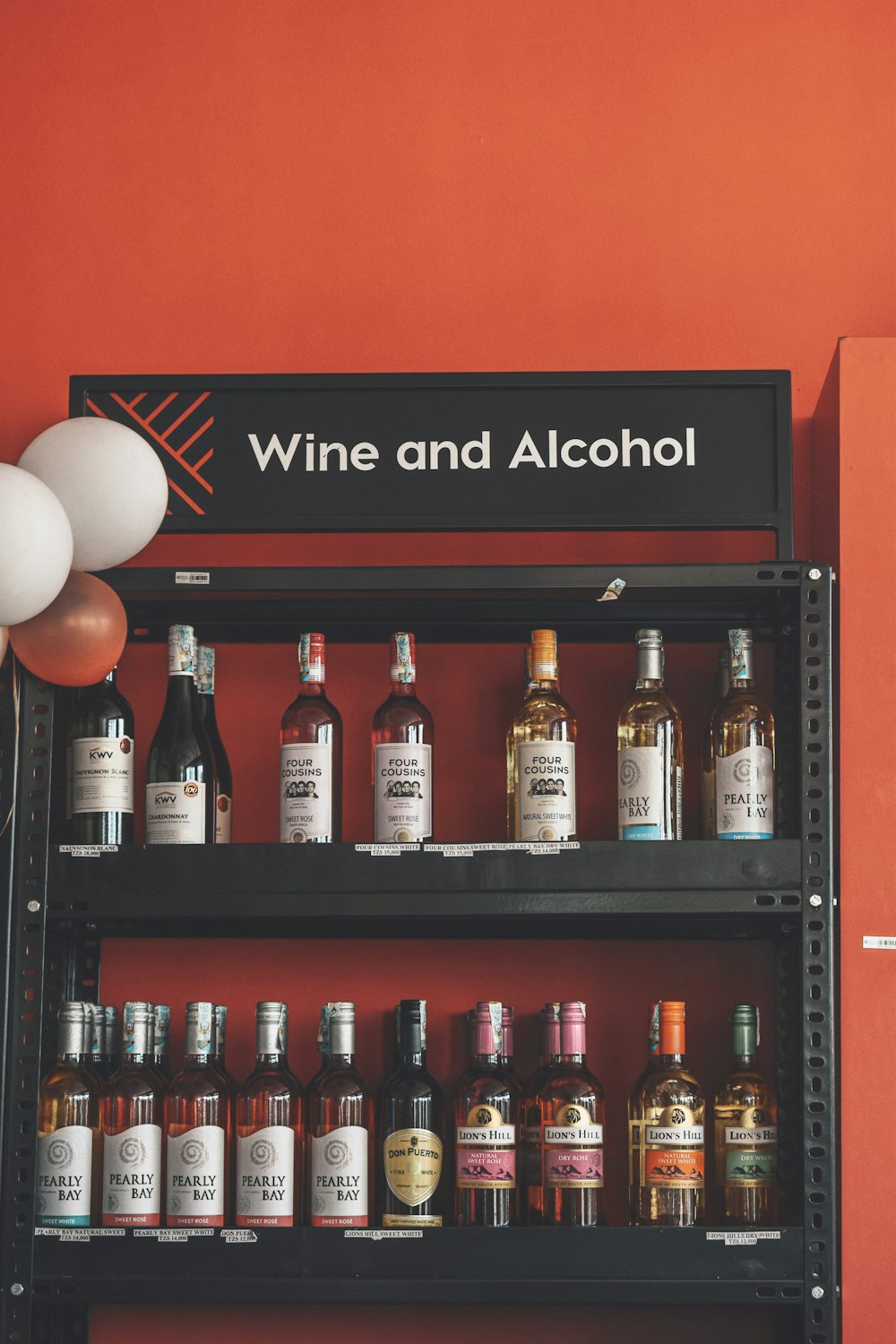 a wine and alcohol display in a store