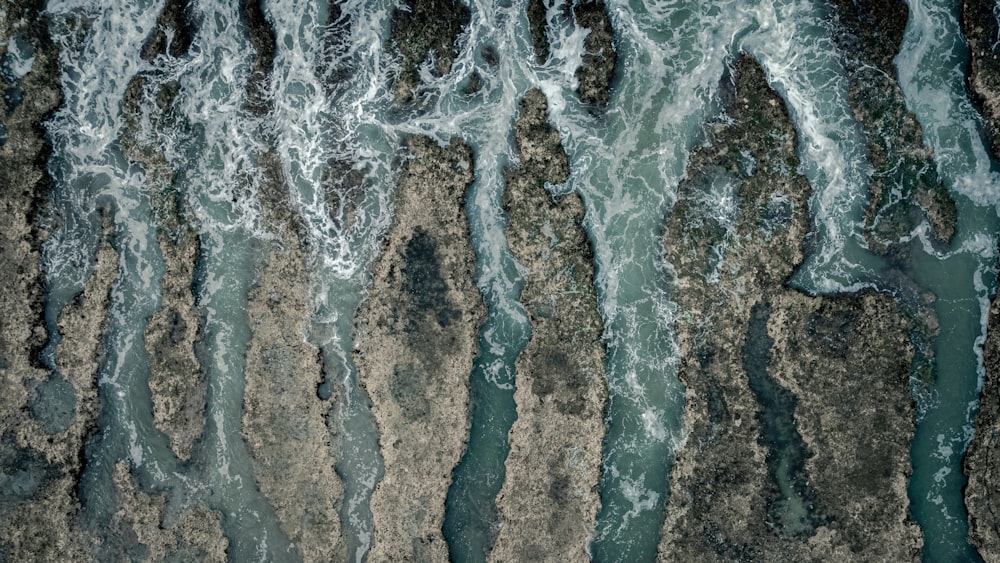 an aerial view of a body of water