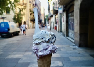 Enjoying a gelato in Barcelona