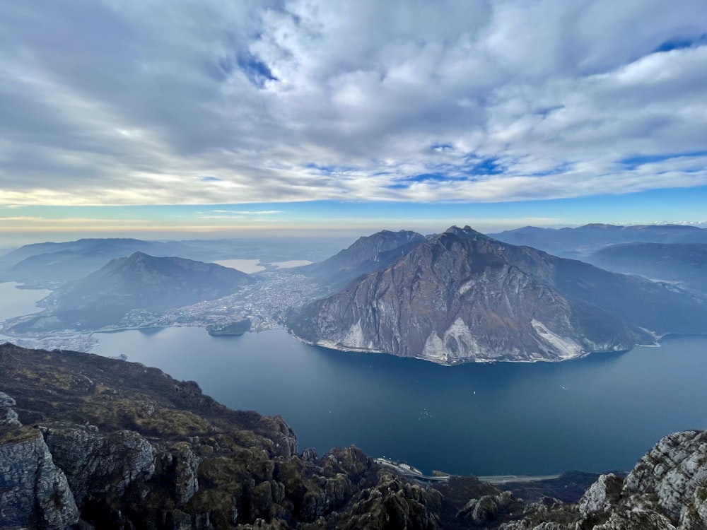 a large body of water surrounded by mountains