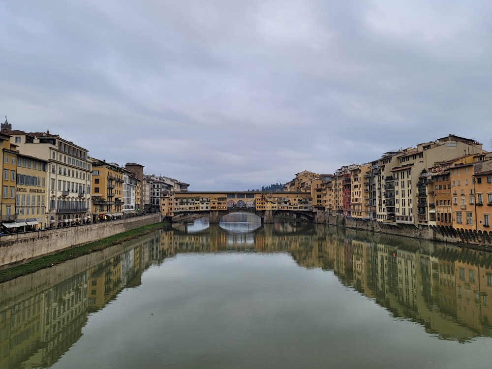 a river running through a city next to tall buildings