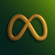 a gold symbol on a green background