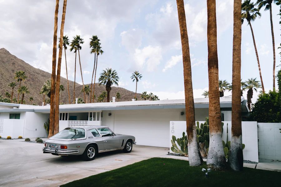 Modern house exterior with warm landscaping, early design phase reference