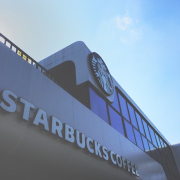 Before-and-after shots of a coffee shop’s logo and storefront transformation.