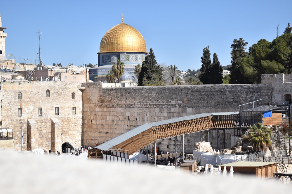 a view of the dome of the rock in the old city