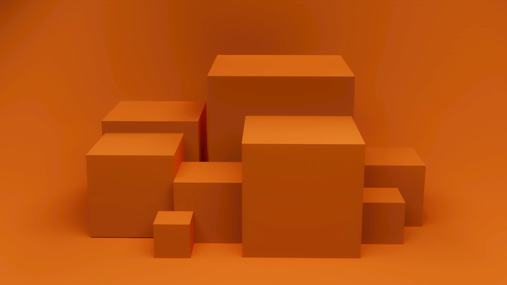 a group of orange cubes sitting on top of each other