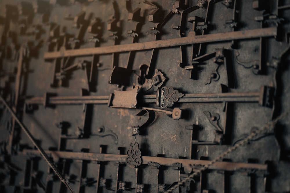 a close up of a clock on a wall