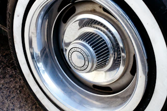 a close up of a tire on a car