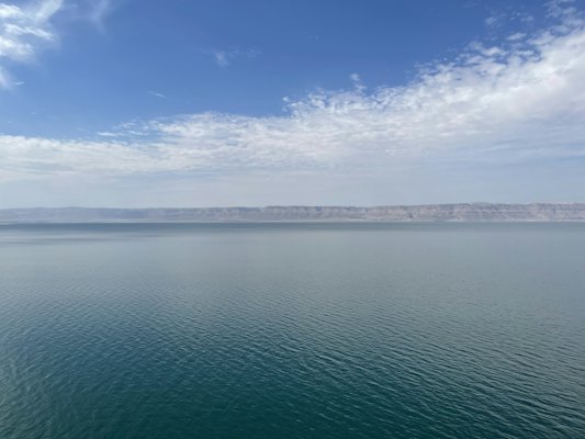 A large body of water with a sky background — Dead Sea, Jordan