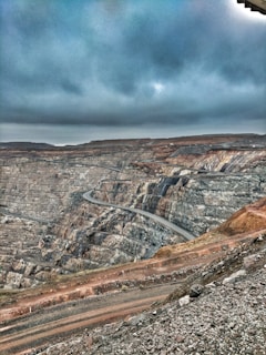 a view of a road going through a canyon
