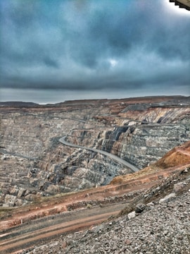 a view of a road going through a canyon