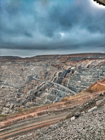 a view of a road going through a canyon