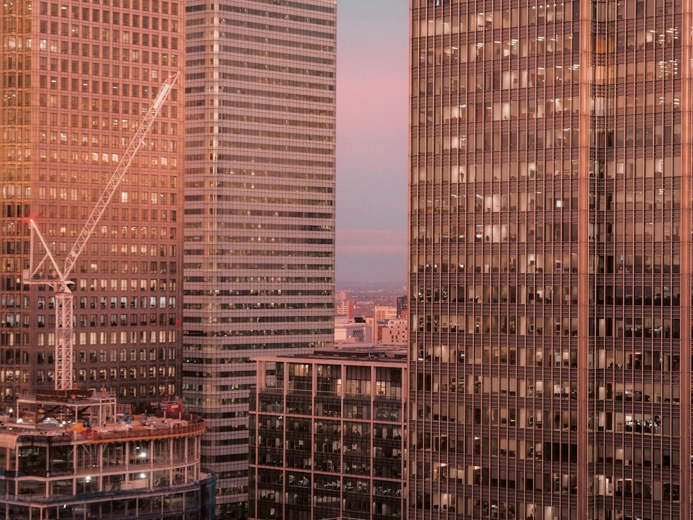 a group of tall buildings in a city