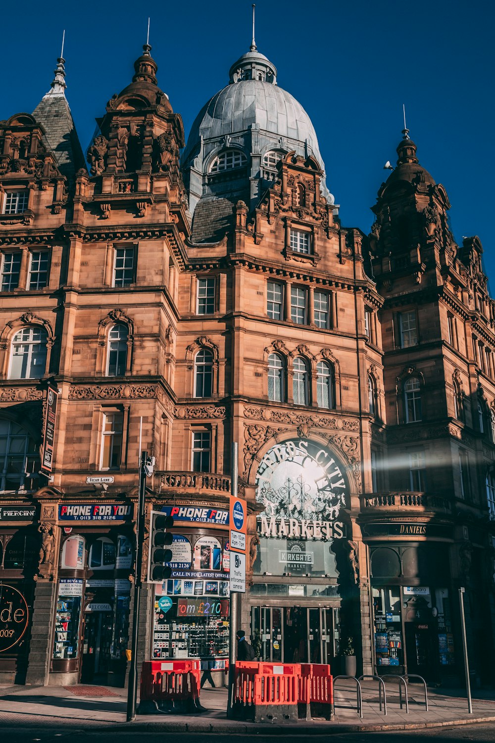 a large building with a clock on the front of it