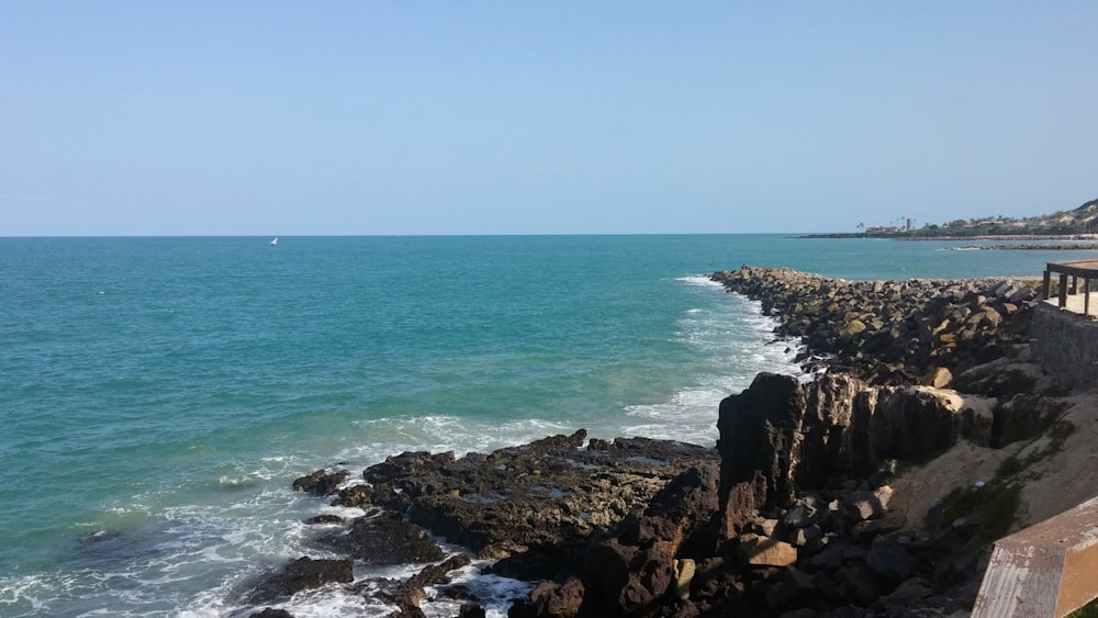 a view of the ocean from a cliff