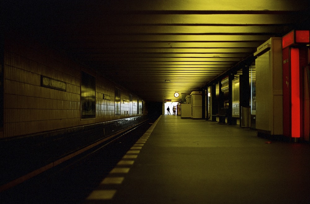 a subway train at night
