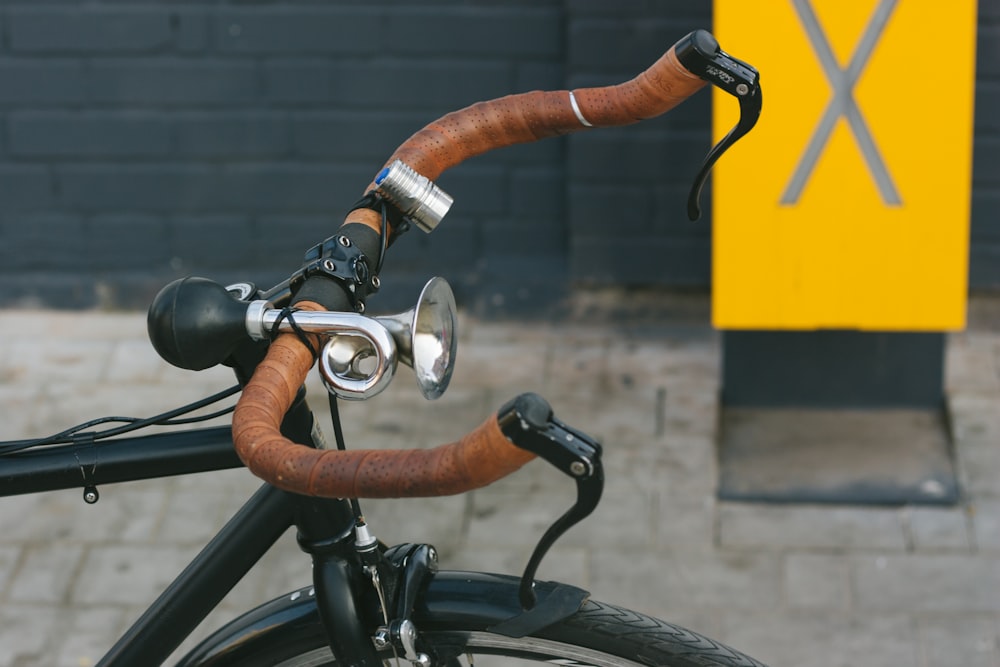 a close up of the handlebars of a bicycle