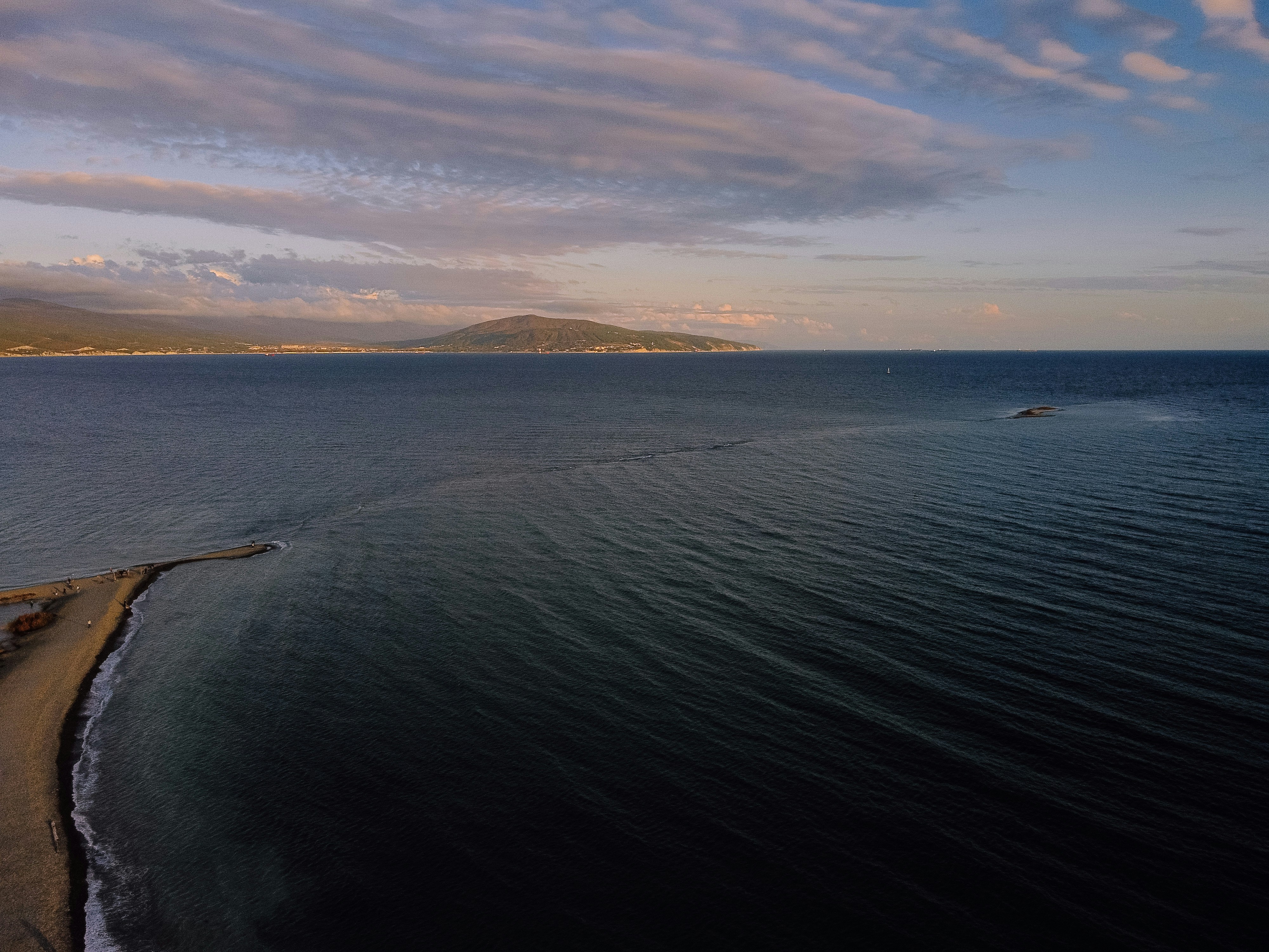 an aerial view of a body of water