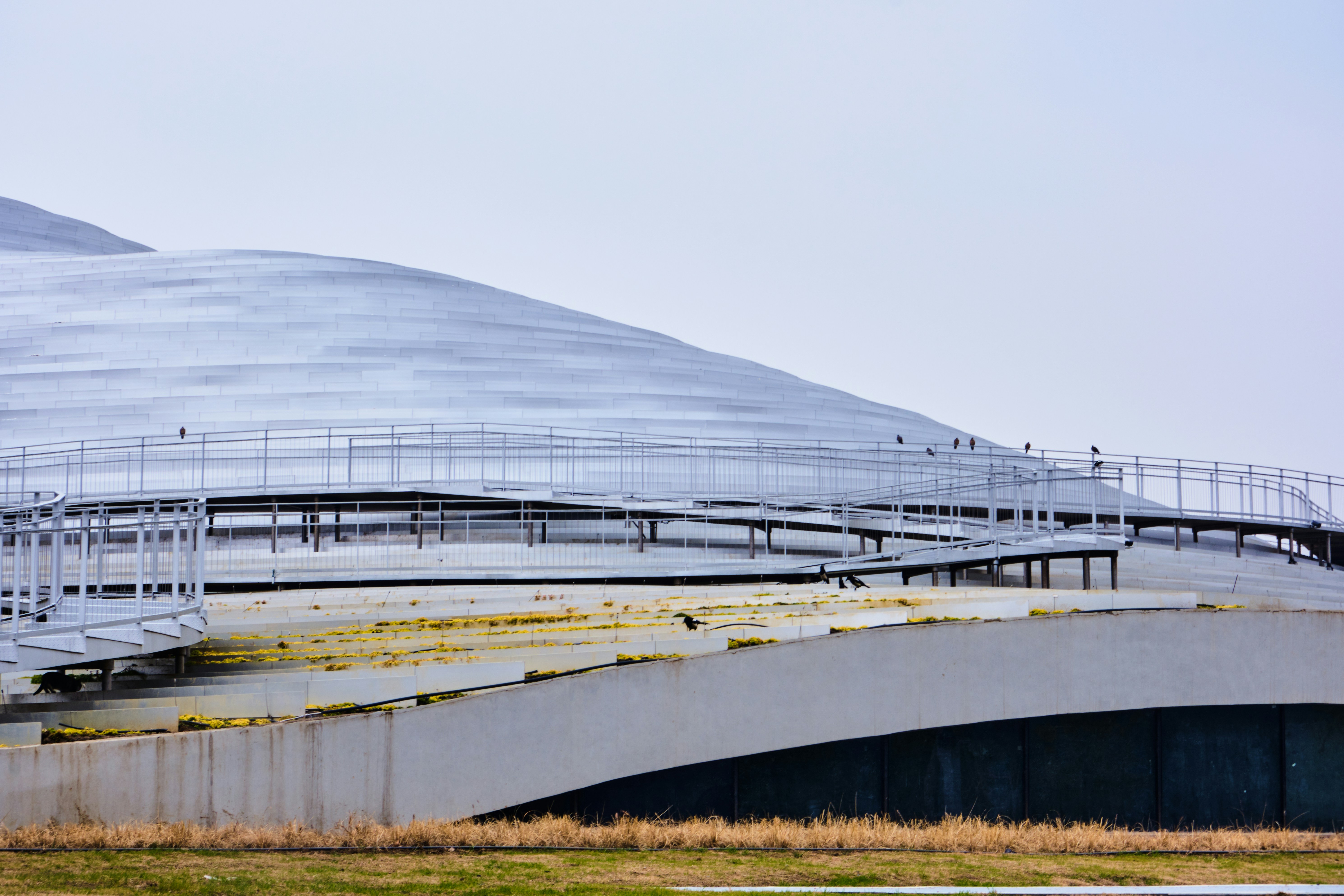 A very large building with a very long walkway photo – Free Building ...
