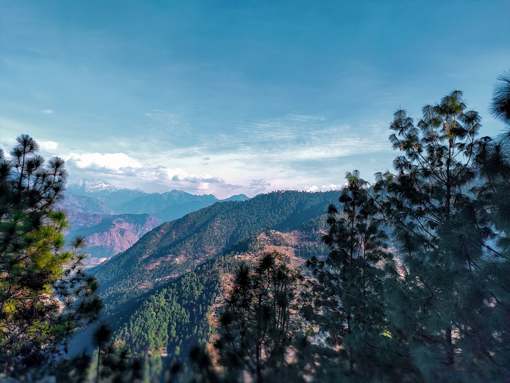 a view of a mountain range from a distance