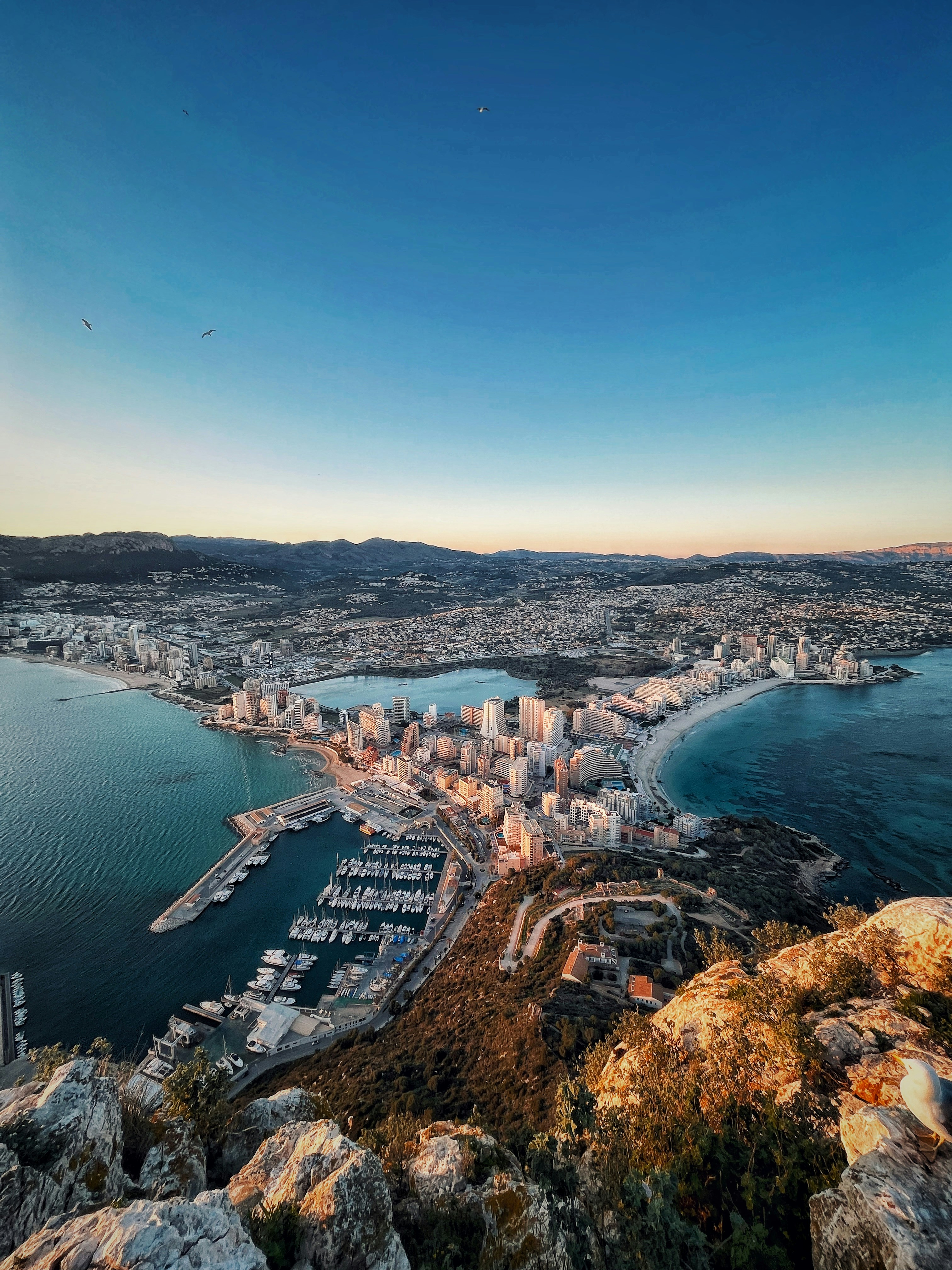 una veduta aerea di una città e di un porto