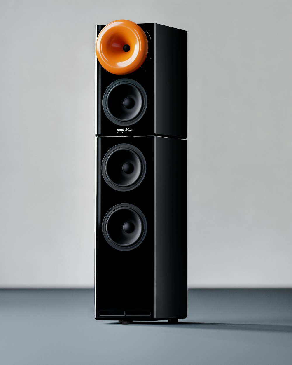 a pair of speakers sitting on top of each other