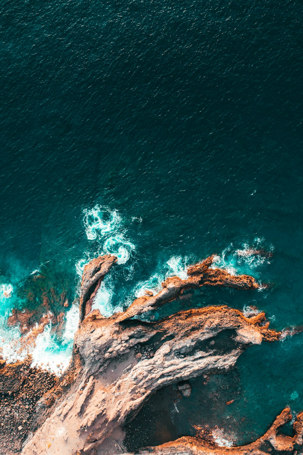 an aerial view of a body of water