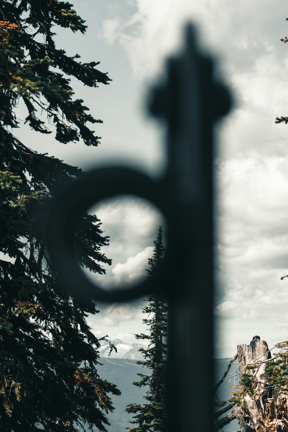 a view of a mountain through a window