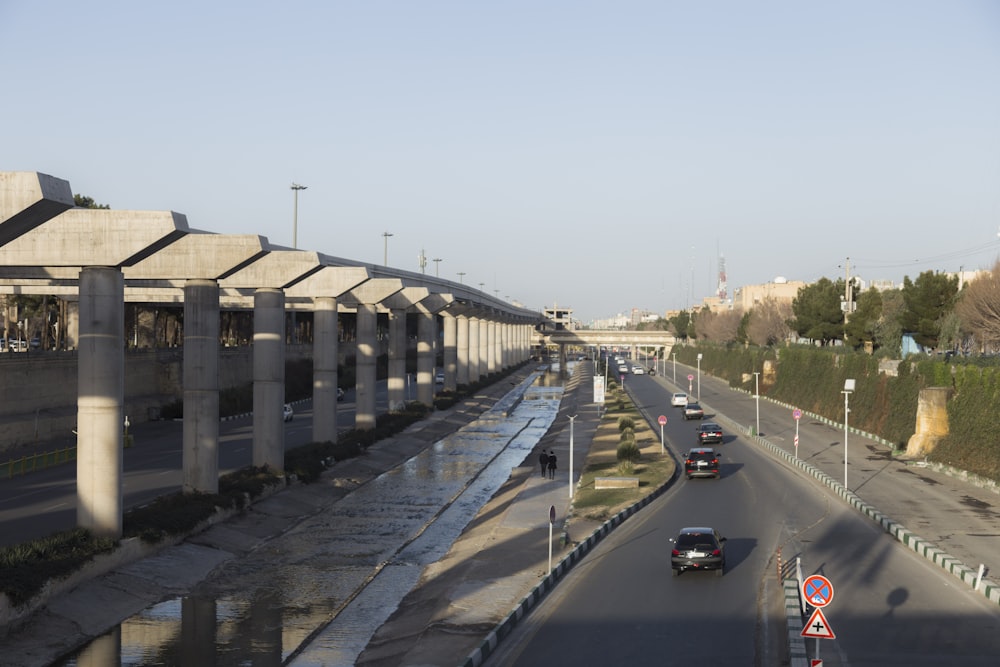 a city street with lots of traffic on it