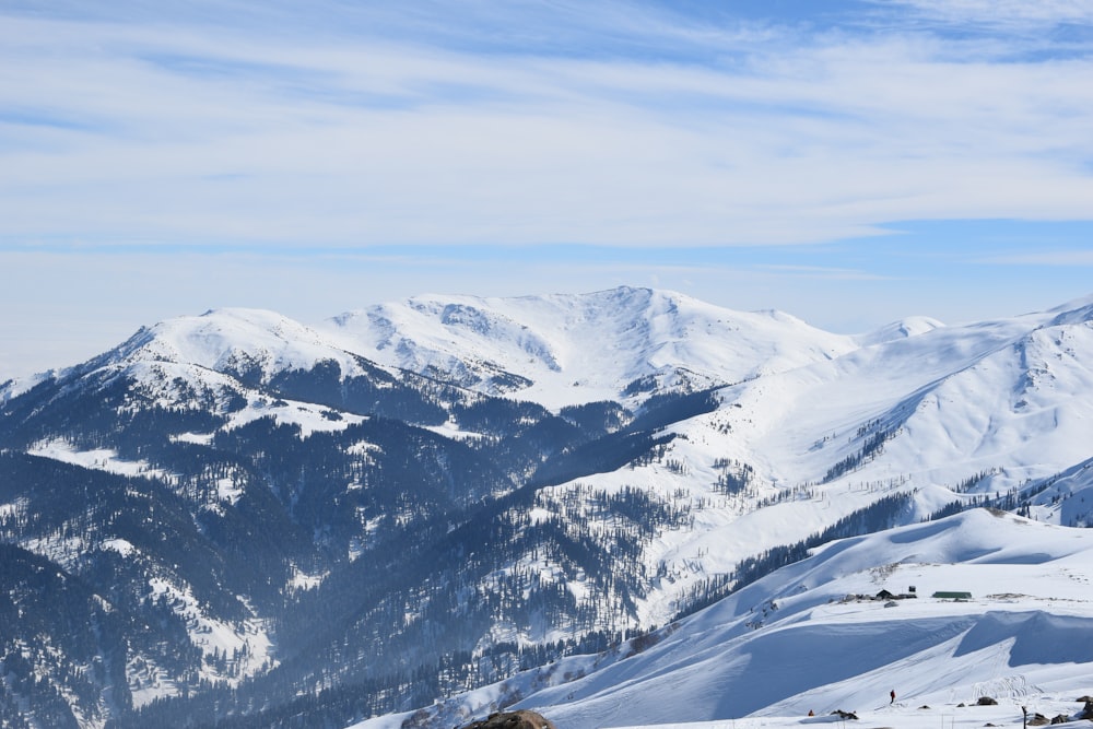 a person standing on top of a snow covered slope