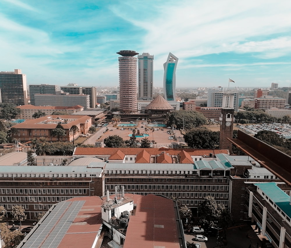 a view of a city from a tall building