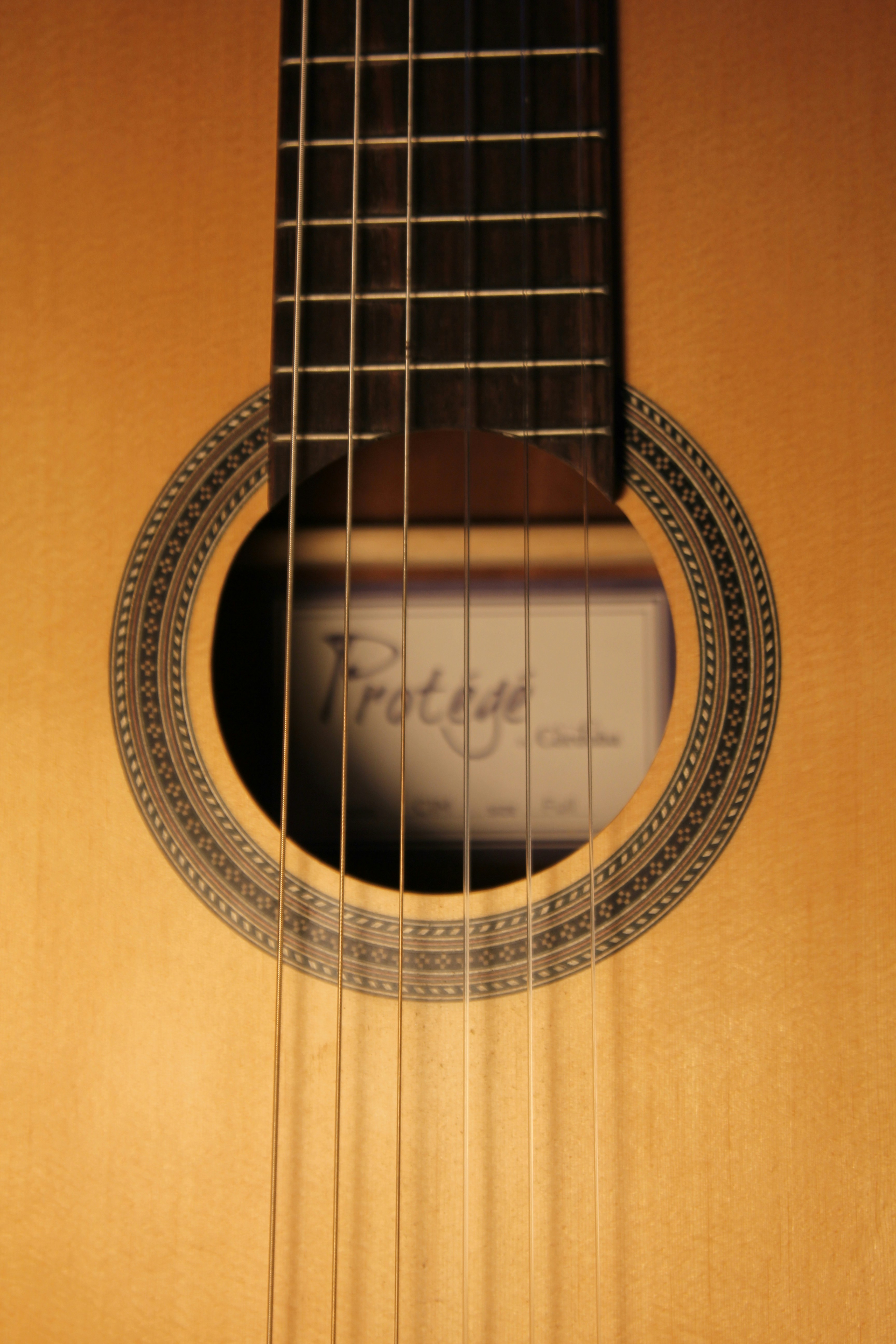 a close up of a guitar's neck and frets