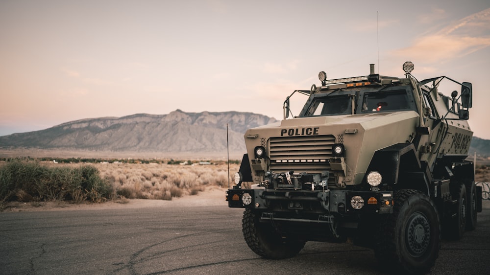 a police truck parked on the side of the road