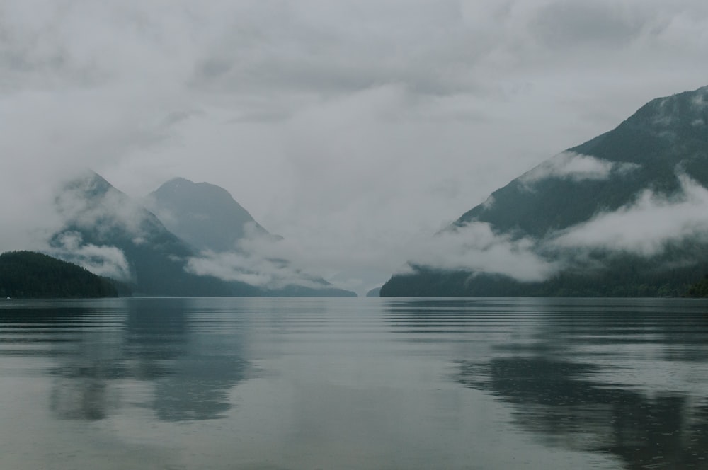 a large body of water surrounded by mountains