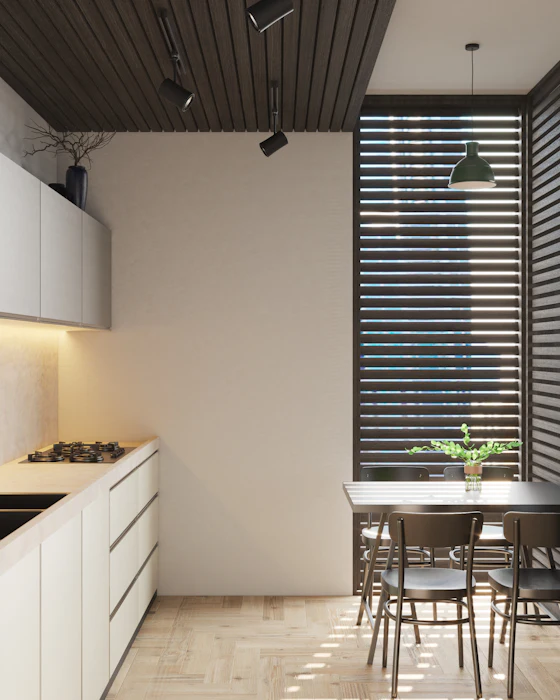 Store sur mesure lavable dans une cuisine