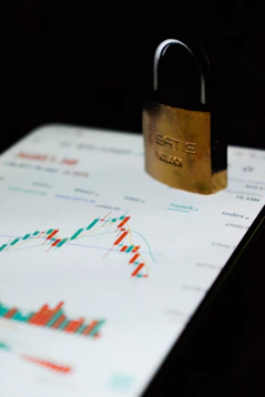 a padlock on top of a computer screen