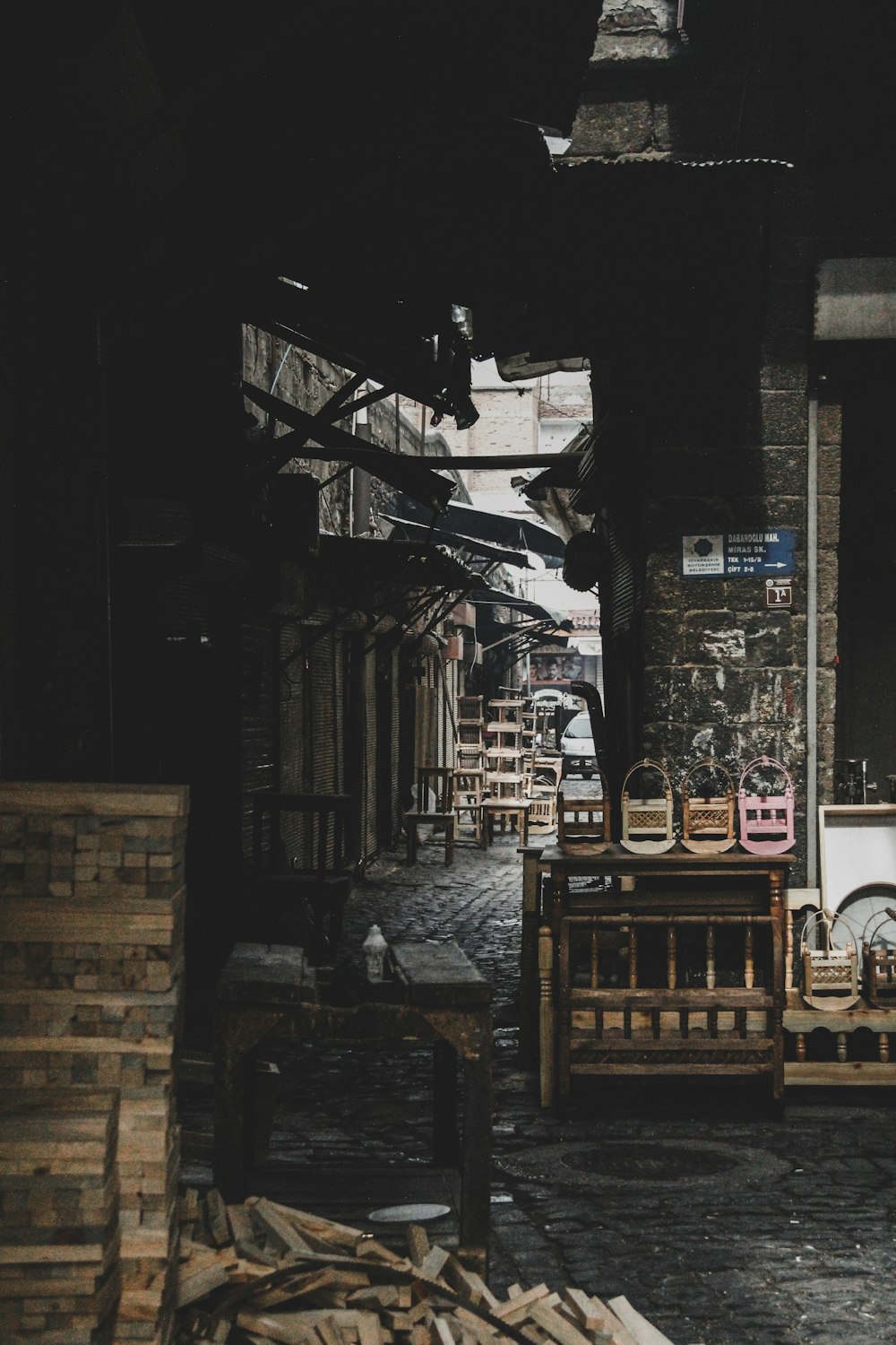 a black and white photo of a street