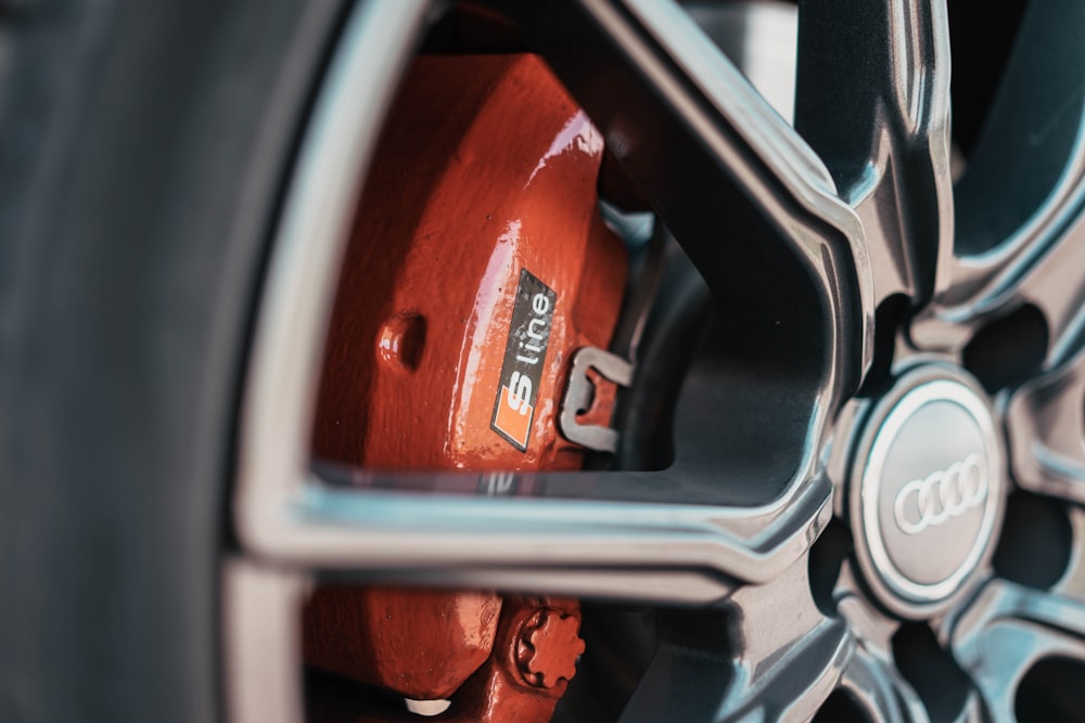 a close up of a tire on a car