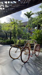 Luxury villa terrace with premium bicycles ready for guest use.