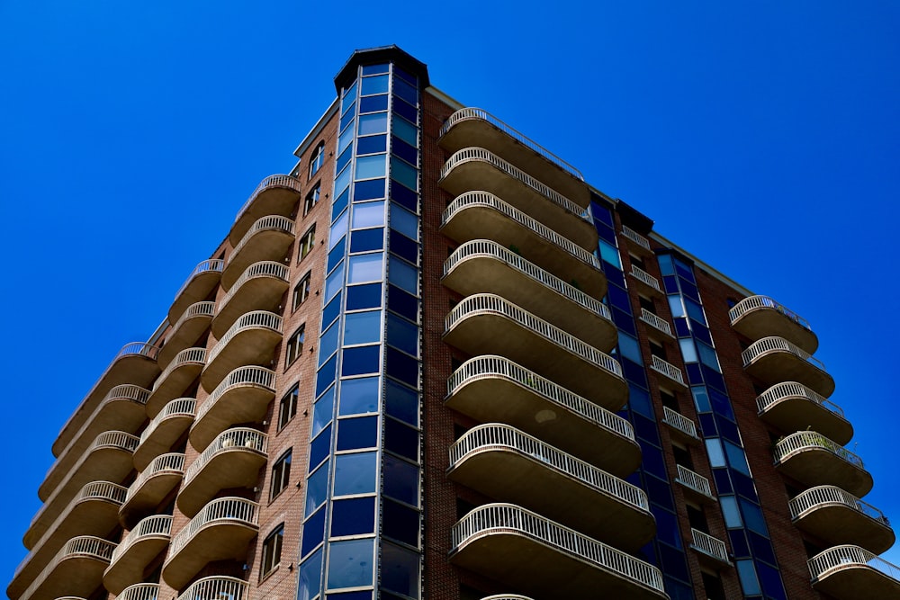 a tall building with balconies and balconies on it