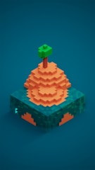 a low polygonal image of an island with a tree on top